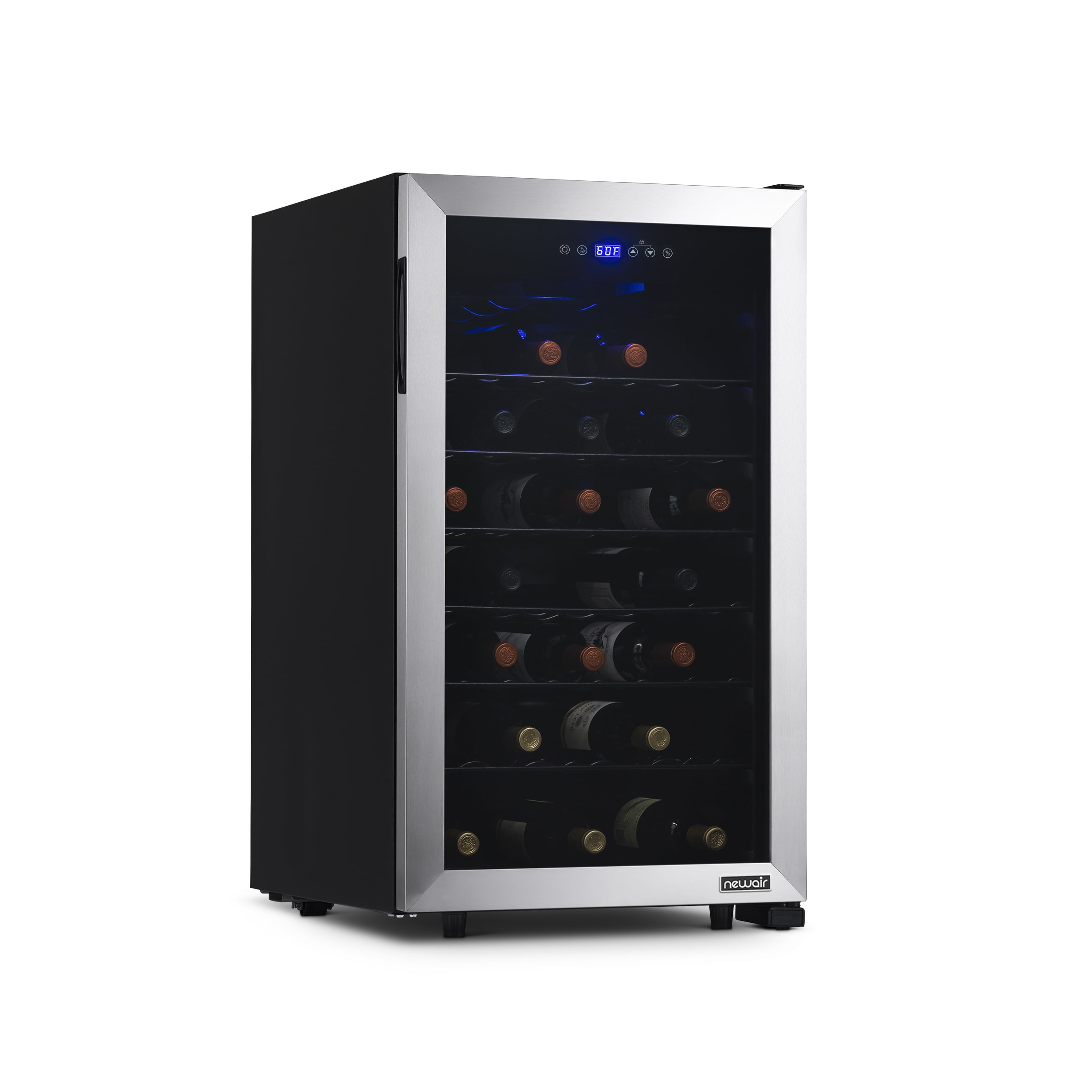 Stainless Steel 50 Bottle Freestanding Wine Refrigerator with Interior Lighting
