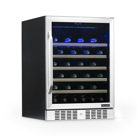 NewAir - 24" Built-In 52 Bottle Compressor Wine Fridge with Precision Digital Thermostat - Stainless Steel