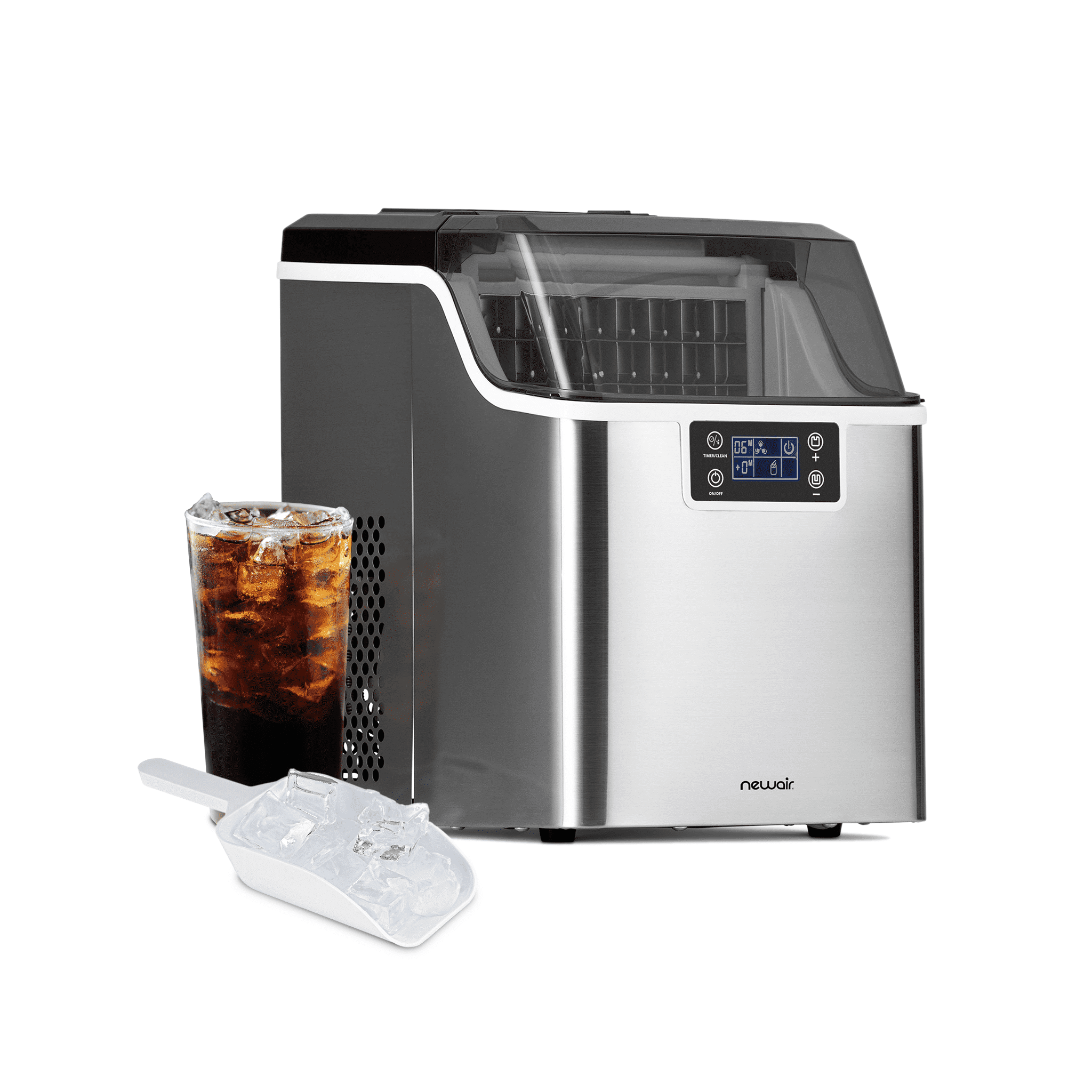 Newair Stainless Steel Portable Countertop Clear Ice Maker, 45lbs/Day