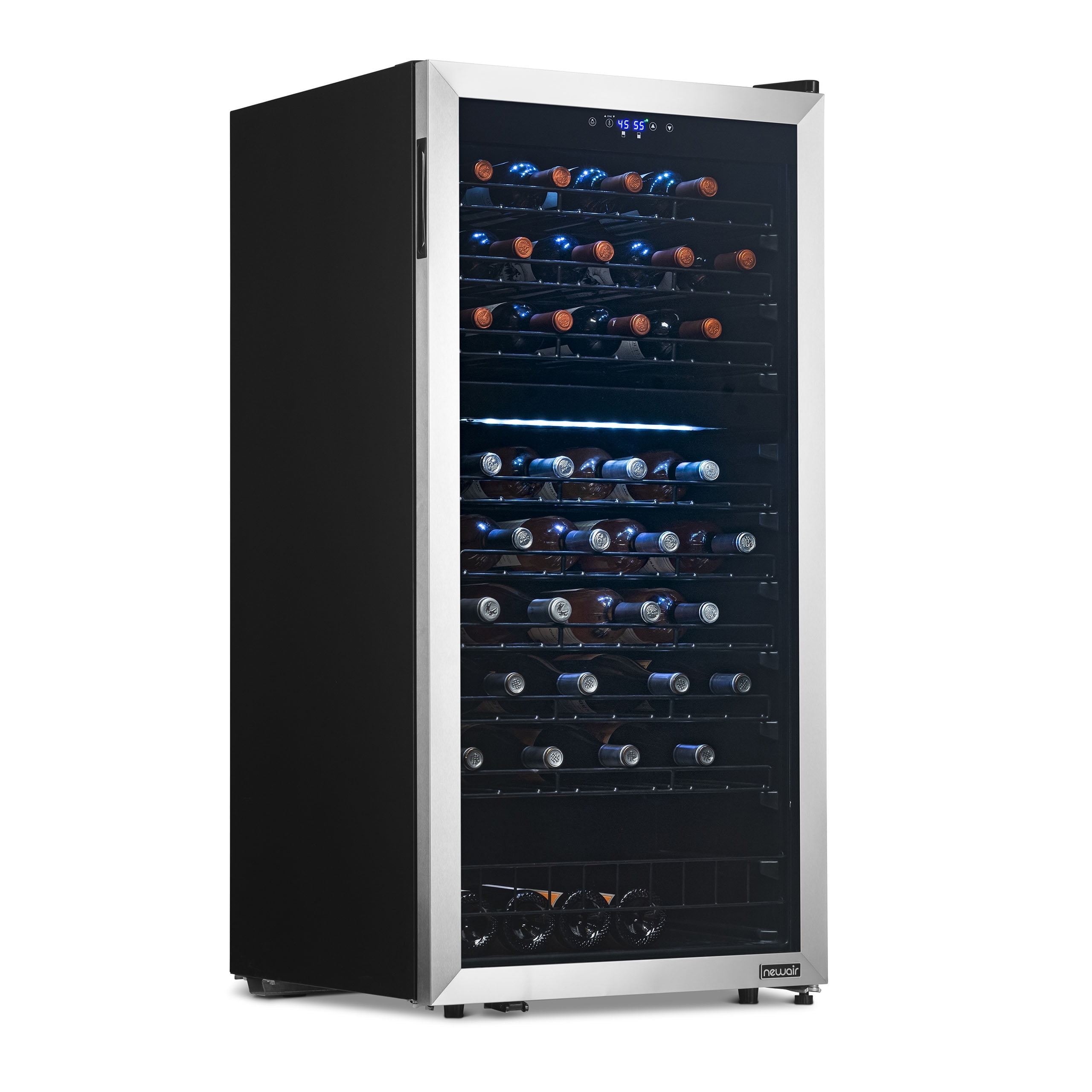 Newair 76 Bottle Stainless Steel Dual Zone Freestanding Wine Fridge