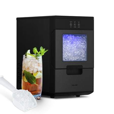 NewAir - 44lb. Nugget Countertop Ice Maker with Self-Cleaning Function - Black Stainless Steel