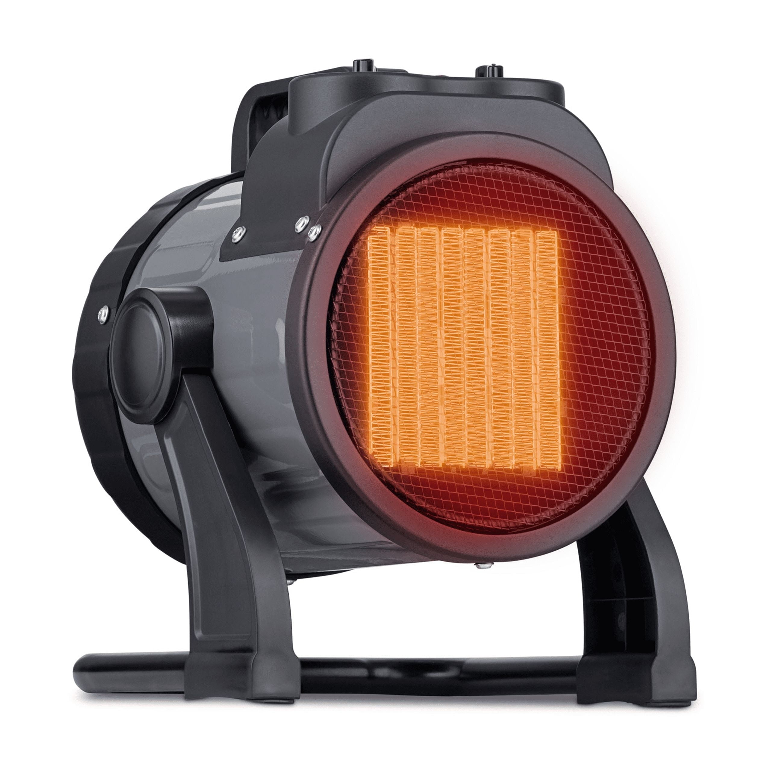 Portable Black and Gray Ceramic Electric Garage Heater with Adjustable Tilt Head