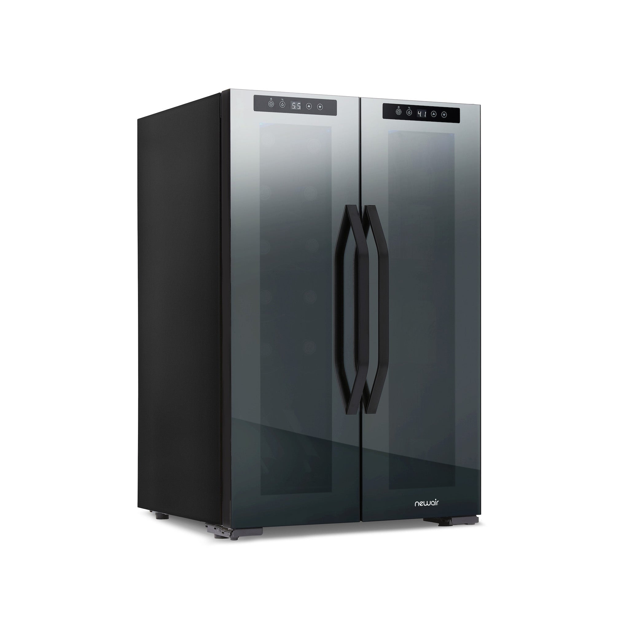 Newair® Shadowᵀᴹ Series Wine Cooler Refrigerator 12 Bottle & 39 Can Dual Temperature Zones, Freestanding Mirrored Wine and Beverage Fridge with Double-Layer Tempered Glass Door