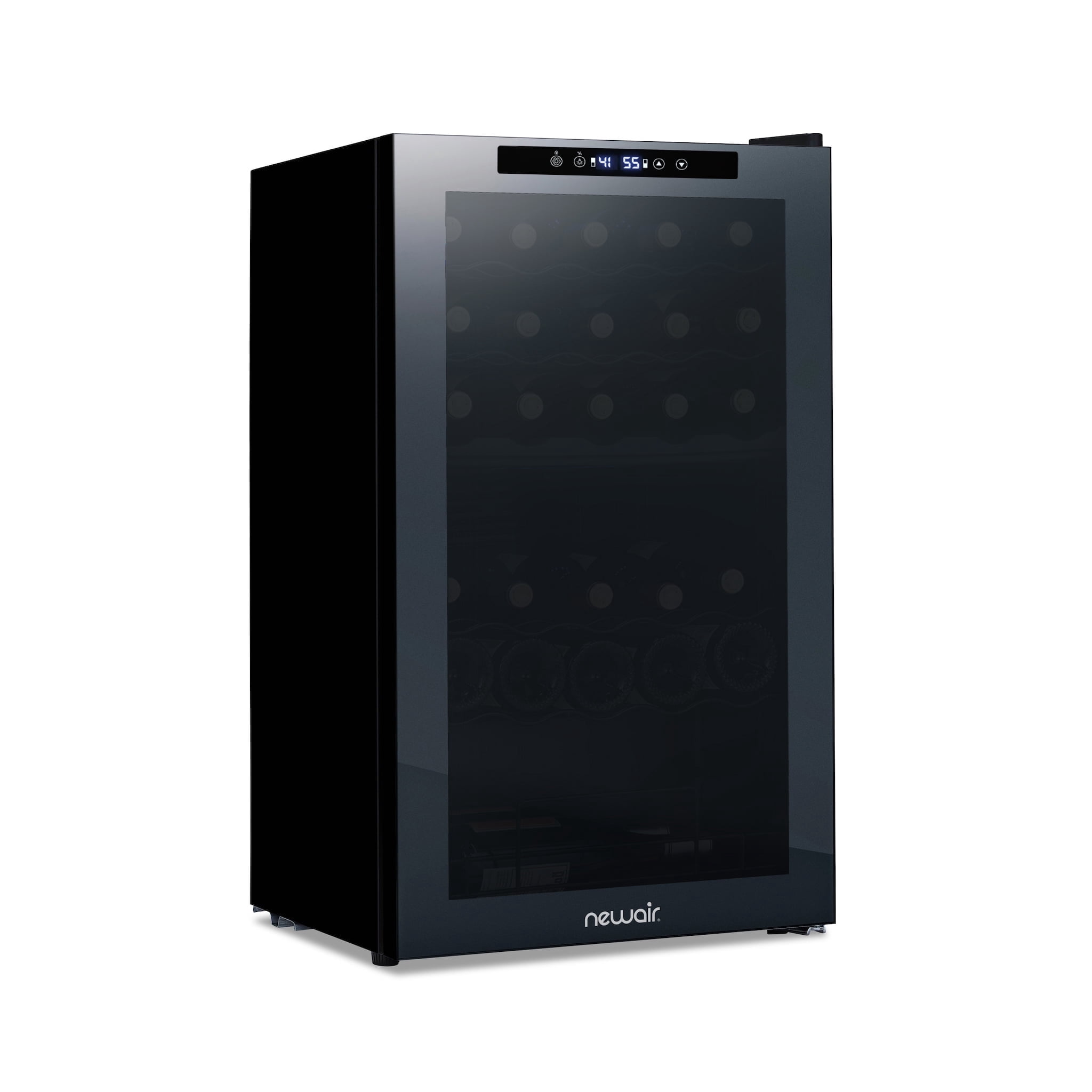 Newair® Shadowᵀᴹ Series Wine Cooler Refrigerator 33 Bottle Dual Temperature Zones, Freestanding Mirrored Wine Fridge with Double-Layer Tempered Glass Door & Compressor Cooling