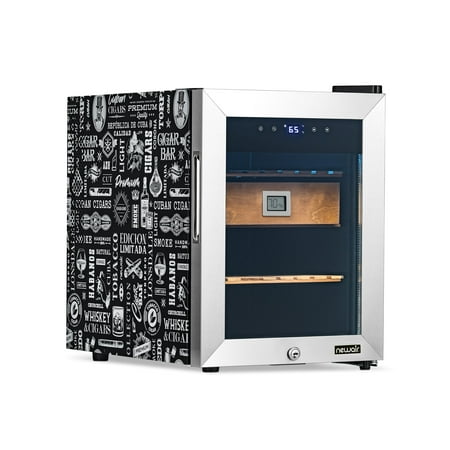 NewAir - 250 Count Built-in Cigar Humidor with Opti-Temp Heating and Cooling Function - Black