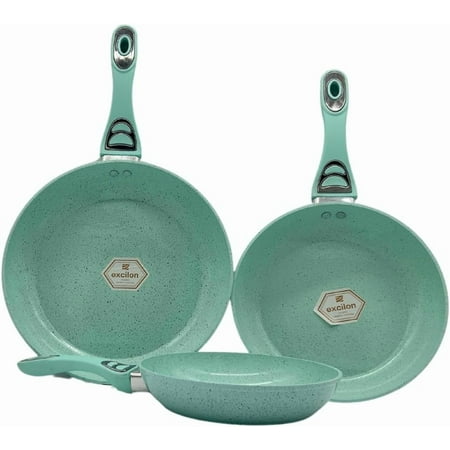 Neware 3-Piece Non Stick Cookware Set Ceramic Finish, Includes 8-Inch, 9.5-Inch, 11-Inch Pan, Jade