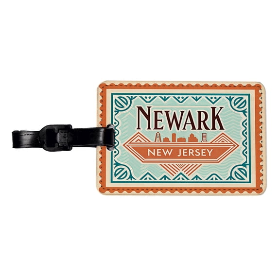 Newark NJ New Jersey Travel Vacation Stamp Faux Leather Travel Luggage Tag