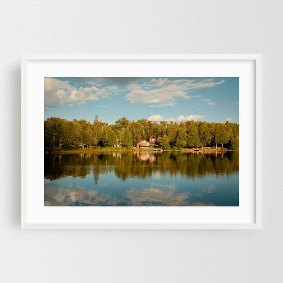 Newark Pond 03 - Newark Vermont Photography Lake Scenic Nature Landscape Autumn Woodland White Framed Wall Art Print 20 x 30 inches