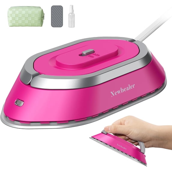 Newbealer Travel Iron for Clothes,100V-240V Portable Mini Ironing Machine with Non-Stick Soleplate,0.8lb Ultra-Lightweight,302°F Small Iron for Sewing,Quilting and Handcraft