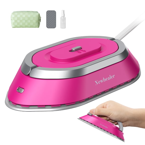 Newbealer Travel Iron for Clothes,100V-240V Portable Mini Ironing Machine with Non-Stick Soleplate,0.8lb Ultra-Lightweight,302°F Small Iron for Sewing,Quilting and Handcraft