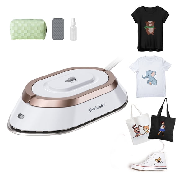 Newbealer Dual Voltage Travel Iron - 100V-240V Portable Iron for Clothes,0.8lb Ultra-Lightweight,Non-Stick Ceramic Soleplate, 302°F Mini Iron for Craft (Rose Gold)​