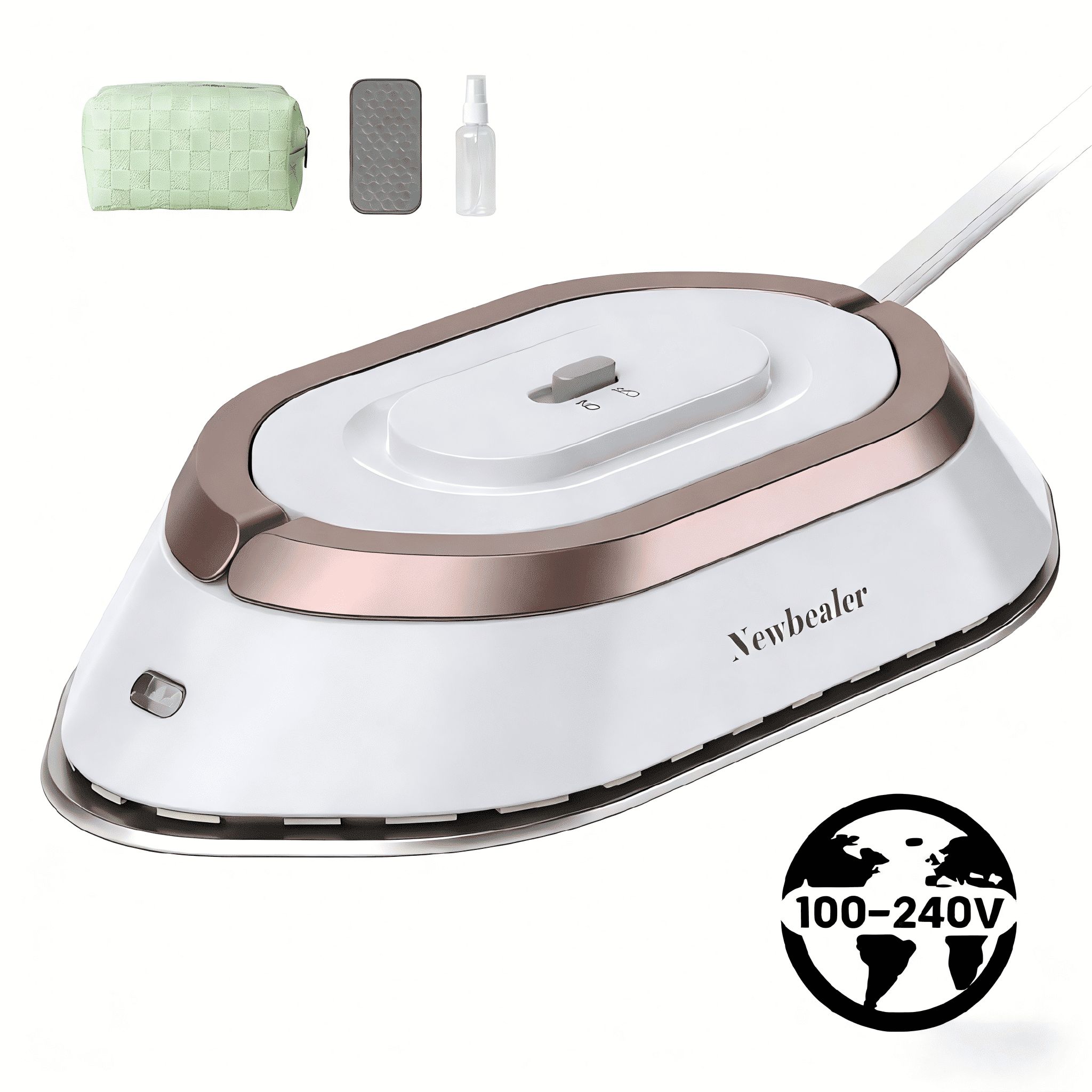 Newbealer Travel Iron for Clothes,100V-240V Portable Mini Ironing Machine with Non-Stick Soleplate,0.8lb Ultra-Lightweight,302°F Small Iron for Sewing,Quilting and Handcraft