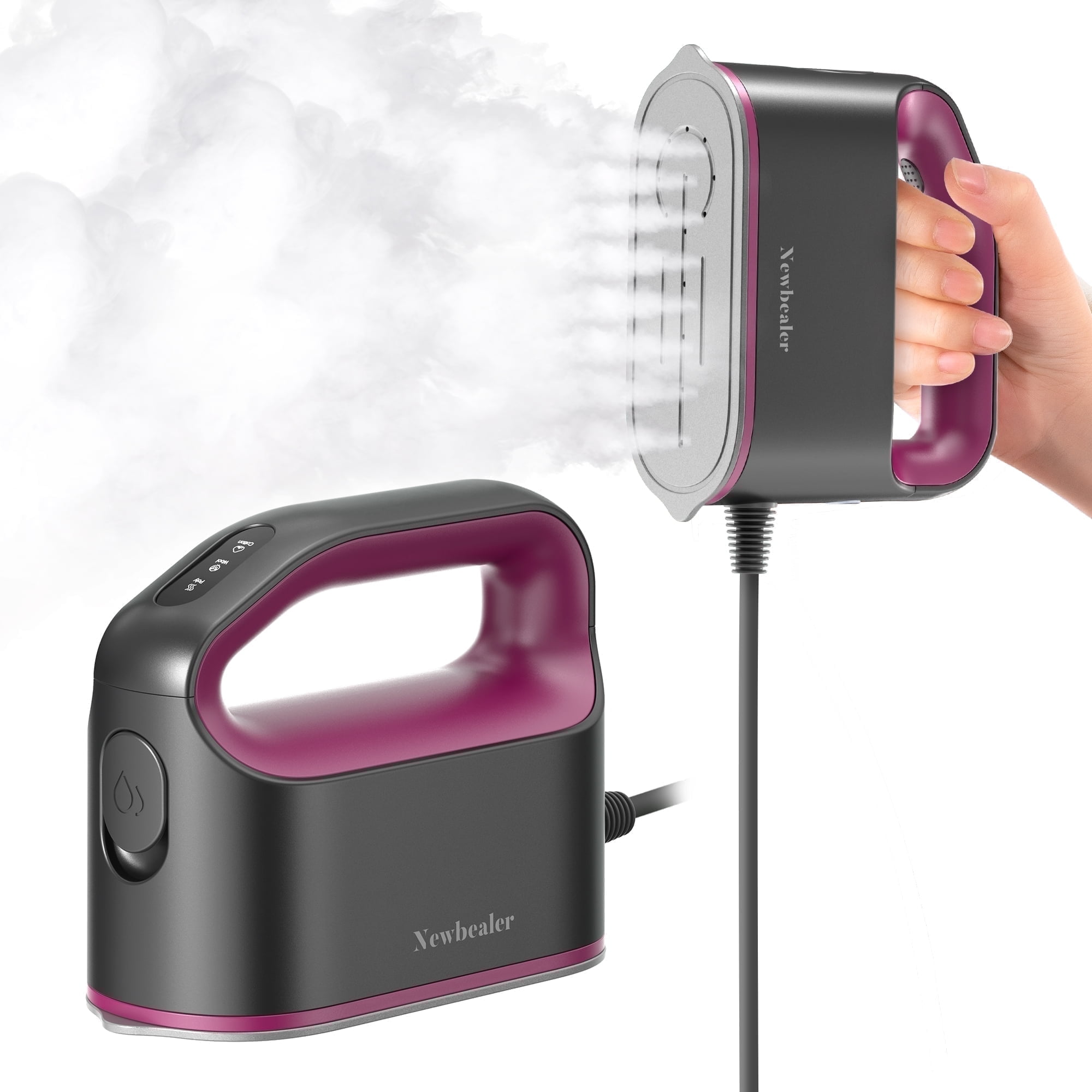 Newbealer Steam Iron,1200W Portable Smart Clothes Iron with Non-stick Soleplate,3 Levels Steaming&Dry Ironing,Self-Cleaning, Auto-off- Travel & Home Use
