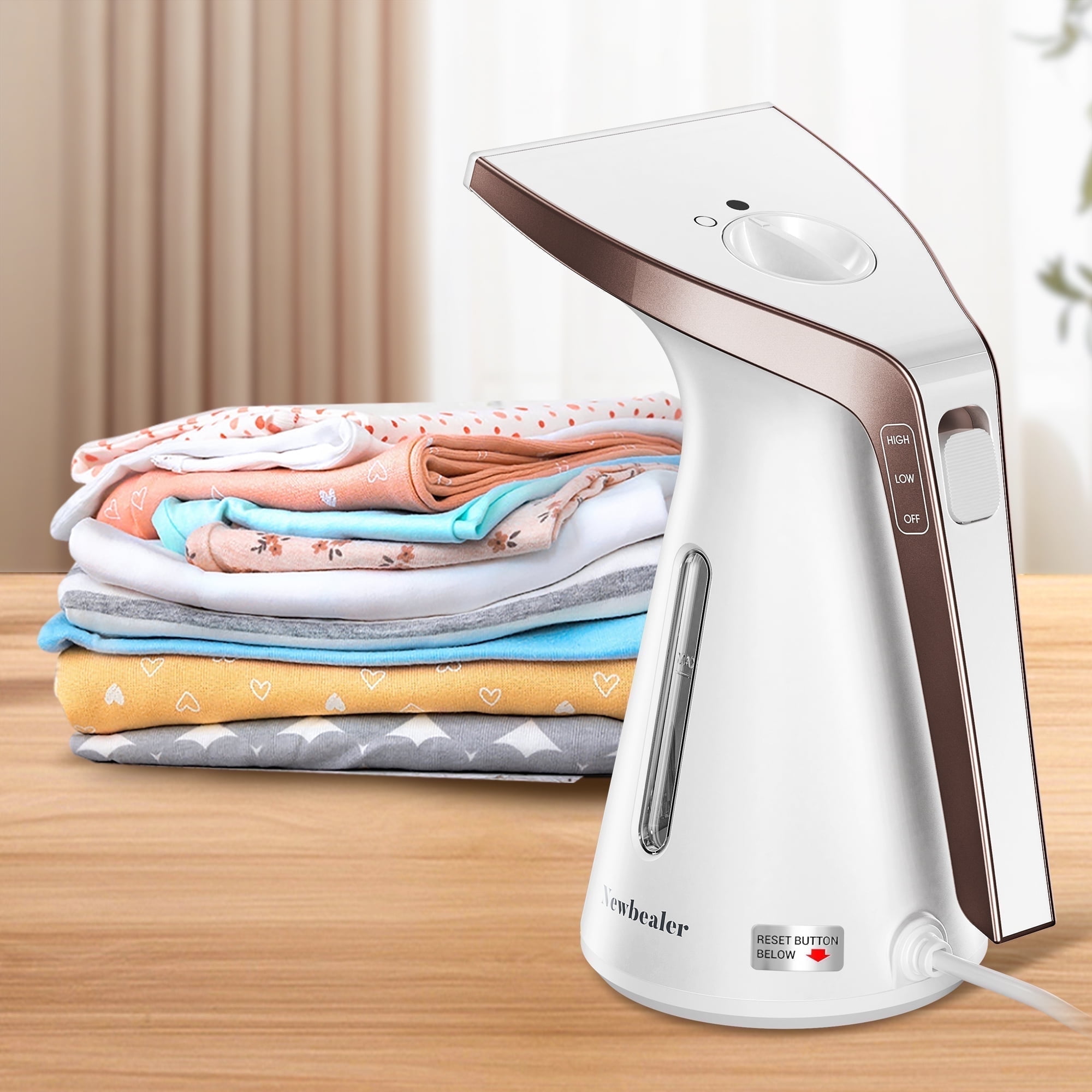 Newbealer Handheld Garment Steamer,Lightweight \u0026 Powerful Wrinkle Remover for All Fabrics, 230ML Water Tank,2 Levels Steaming Auto Shut-Off,Clothes Steamer w/Fabric Brush,Lint Remover