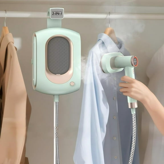 Steamer for Clothes,2-in-1 1550W Turbocharged Garment Steamer & Iron ,3 Levels Smart Control Steaming,1.2L Detachable Tank,Auto Shut-Off,Self-Cleaning,Innovative Storage: Hang or Wall Mount