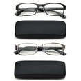 thumbnail image 1 of Newbee Fashion-2 Pack Readers Metal Deluxe High Quality Reading Glasses Rectangular Frame Spring Hinge in Hard Case, 1 of 4