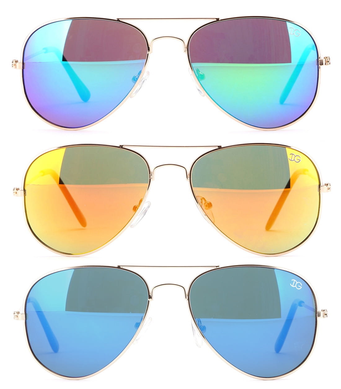 Polarized Aviator Sunglasses with UV Protection - Unisex Stylish Design, 3-Pack Cyxus Polarized Aviator Sunglasses, Mirrored Lens, UV400  main image 2