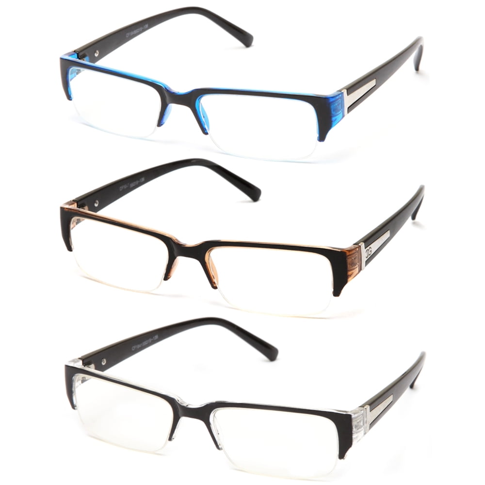 3 Pack Blue, Brown, Clear