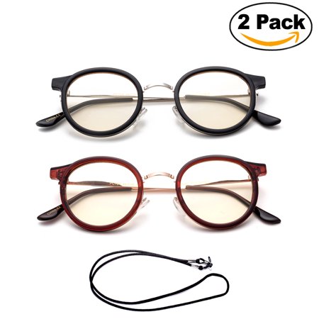 Newbee Fashion - Anti-Reflective Comfortable Computer Reading Glasses (No Magnification) Helps Eye Strain, Fatigue and Dry Eyes from Digital Devices with Anti-Blue Light, Anti-UV and Anti-Glare