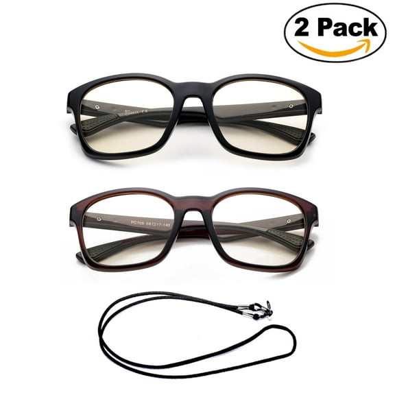 Newbee Fashion - Anti-Reflective Comfortable Computer Reading Glasses (No Magnification) Helps Eye Strain, Fatigue and Dry Eyes from Digital Devices with Anti-Blue Light, Anti-UV and Anti-Glare