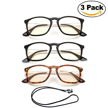 Newbee Fashion - Anti-Reflective Comfortable Computer Reading Glasses (No Magnification) Helps Eye Strain, Fatigue and Dry Eyes from Digital Devices with Anti-Blue Light, Anti-UV and Anti-Glare