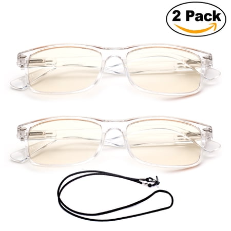Newbee Fashion - Anti-Reflective Comfortable Computer Reading Glasses (No Magnification) Helps Eye Strain, Fatigue and Dry Eyes from Digital Devices with Anti-Blue Light, Anti-UV and Anti-Glare