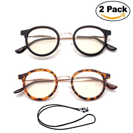 Newbee Fashion - Anti-Reflective Comfortable Computer Reading Glasses (No Magnification) Helps Eye Strain, Fatigue and Dry Eyes from Digital Devices with Anti-Blue Light, Anti-UV and Anti-Glare