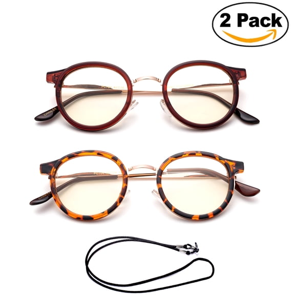 Newbee Fashion - Anti-Reflective Comfortable Computer Reading Glasses (No Magnification) Helps Eye Strain, Fatigue and Dry Eyes from Digital Devices with Anti-Blue Light, Anti-UV and Anti-Glare