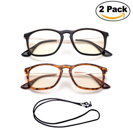 Newbee Fashion - Anti-Reflective Comfortable Computer Reading Glasses (No Magnification) Helps Eye Strain, Fatigue and Dry Eyes from Digital Devices with Anti-Blue Light, Anti-UV and Anti-Glare
