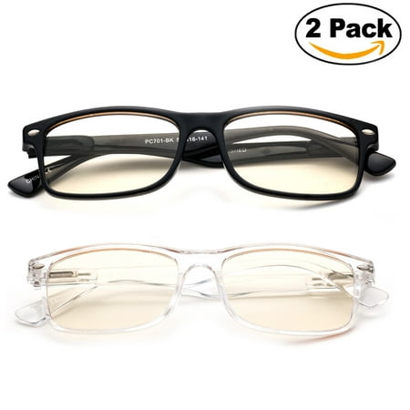Newbee Fashion - Anti-Reflective Comfortable Computer Reading Glasses (No Magnification) Helps Eye Strain, Fatigue and Dry Eyes from Digital Devices with Anti-Blue Light, Anti-UV and Anti-Glare