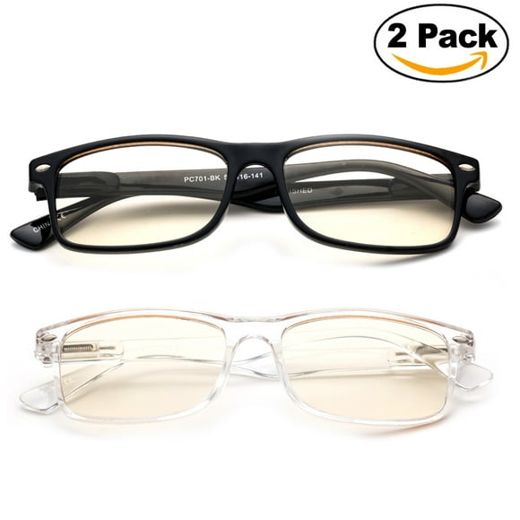 Newbee Fashion - Anti-Reflective Comfortable Computer Reading Glasses (No Magnification) Helps Eye Strain, Fatigue and Dry Eyes from Digital Devices with Anti-Blue Light, Anti-UV and Anti-Glare