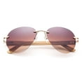 thumbnail image 1 of Newbee Fashion - Bamboo Arm Oversized Rimless Aviator Sunglasses with Flash Lens Bamboo Sunglasses for Men & Women, 1 of 2