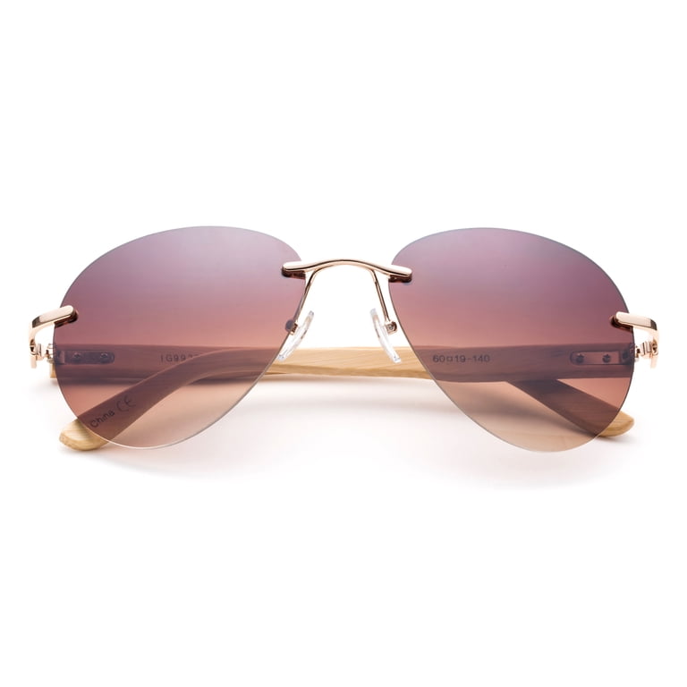 Newbee Fashion - Bamboo Arm Oversized Rimless Aviator  display picture 3