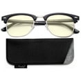 thumbnail image 1 of Newbee Fashion - Blue Light Blocking Glasses, Computer Glasses Reduce Eyestrain, Vintage Oval Retro Celebrity Classic Half Frame High Fashion Clear Lens Glasses for Men, Women, Black Frame Silver Rim, 1 of 3