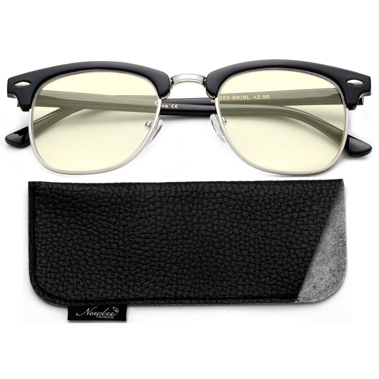 Newbee Fashion Blue Light Blocking Glasses Computer Glasses Reduce Eyestrain Vintage Oval Retro Celebrity Classic Half Frame High Fashion Clear