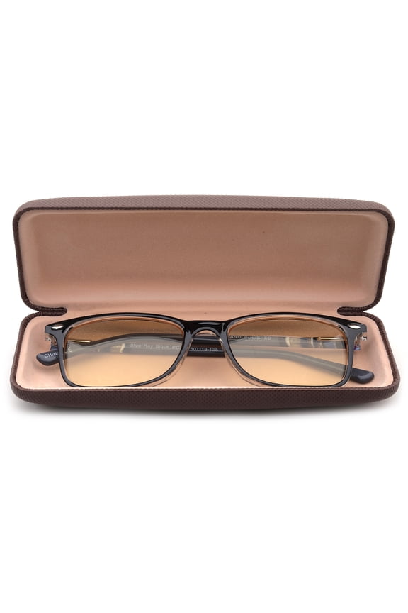 - Blue Light Blocking Glasses Computer Glasses Reduce Eyestrain, Rectangular Plastic Frame, Handmade Acetic Acid Temple with Spring Hinge High Fashion Clear Lens Glasses for Men, Women