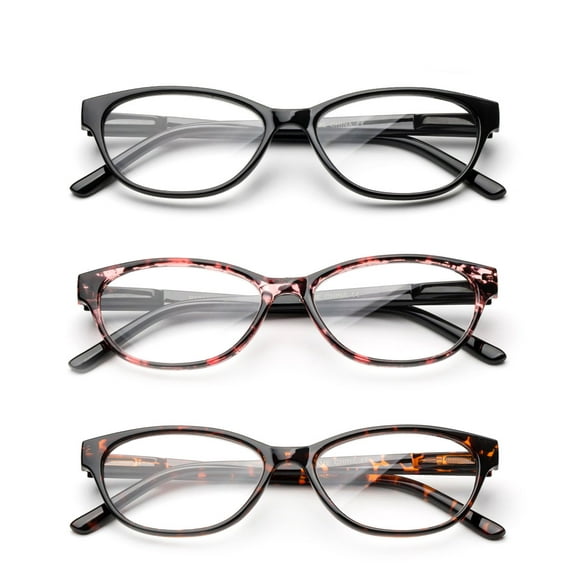 Newbee Fashion Cateye Clear Lens Glasses for Women Cat Eyes Frame with Spring Hinge - 2 Pack