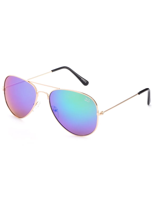 - Classic Aviator Sunglasses Flash Full Mirror lenses Metal Frame for Men Women UV Protection
