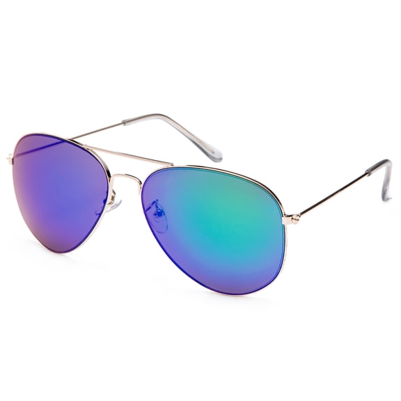 Newbee Fashion- Classic Aviator Sunglasses Flash Full Mirror lenses Slim Frame Super Light Weight for Men Women Clear Tip UV Protection
