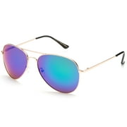 Newbee Fashion -Classic Aviator Sunglasses Flash Full Mirror lenses for Men Women with Spring Hinge UV Protection