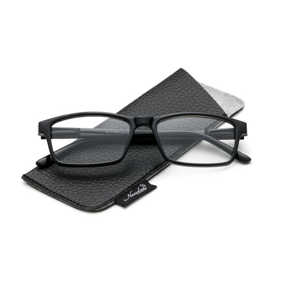 Newbee Fashion Clear Lens Glasses Medium Size Slim Modern Design Transparent Stripe Frame with Spring Hinge for Men & Women