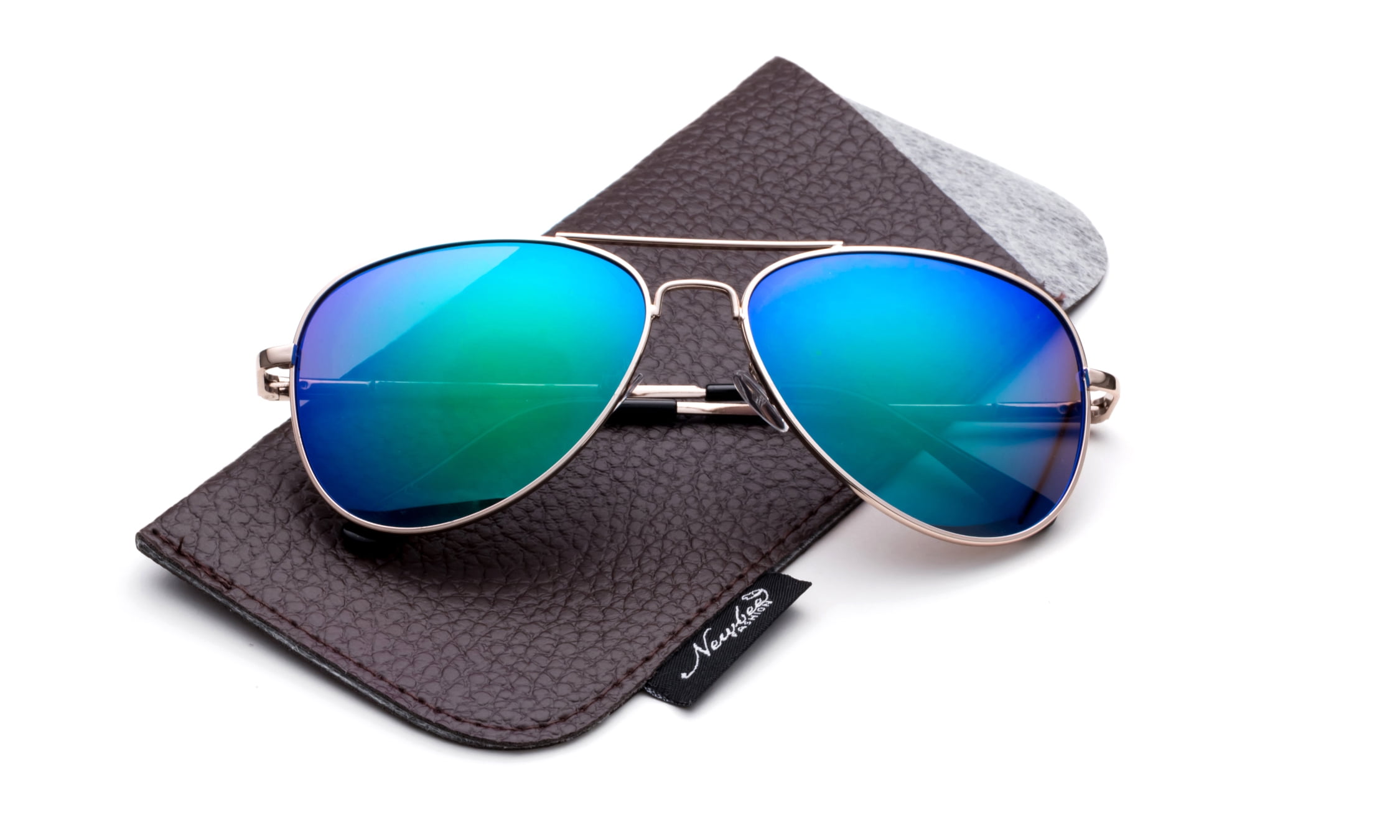 Newbee Fashion -Comfortble High Quality Durable Fashion Metal Aviator Sunglasses for Girls & Boys Polular Flash Mirror Lens UV Protection with Carrying Pouch (4-16 Years)