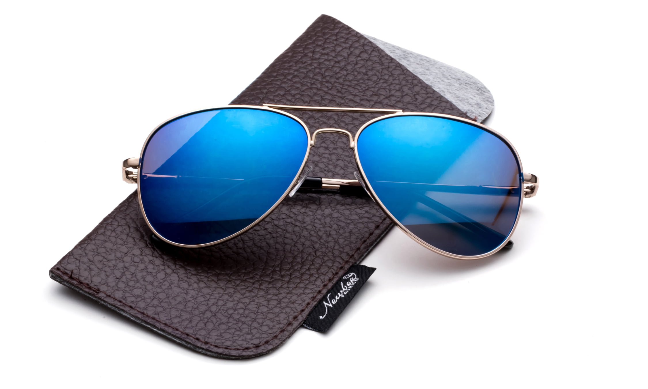 Newbee Fashion -Comfortble High Quality Durable Fashion Metal Aviator Sunglasses for Girls & Boys Polular Flash Mirror Lens UV Protection with Carrying Pouch (4-16 Years)