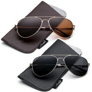 Newbee Fashion -Comfortble High Quality Durable Fashion Metal Aviator Sunglasses for Girls & Boys Polular Flash Mirror Lens UV Protection with Carrying Pouch 4-16 Years
