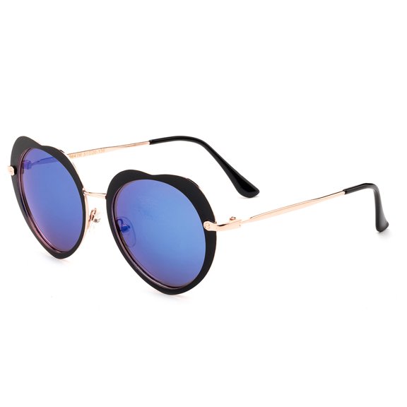 Newbee Fashion -Heart Design Fashion Metal Women Sunglasses with Folding Sunglasses Case