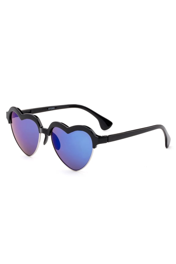 Newbee Fashion - "Hearty" Kyra Kids Heart Shaped Flash/Mirror Semi-Rimeless Glasses