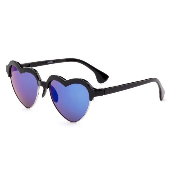 Newbee Fashion - "Hearty" Kyra Kids Heart Shaped Flash/Mirror Semi-Rimeless Glasses