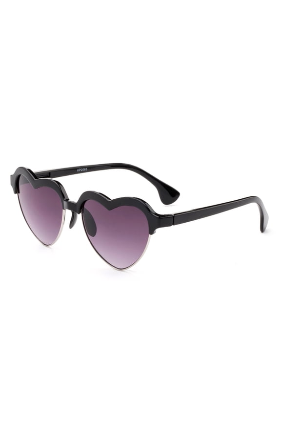 Newbee Fashion - "Hearty" Kyra Kids Heart Shaped Flash/Mirror Semi-Rimeless Glasses