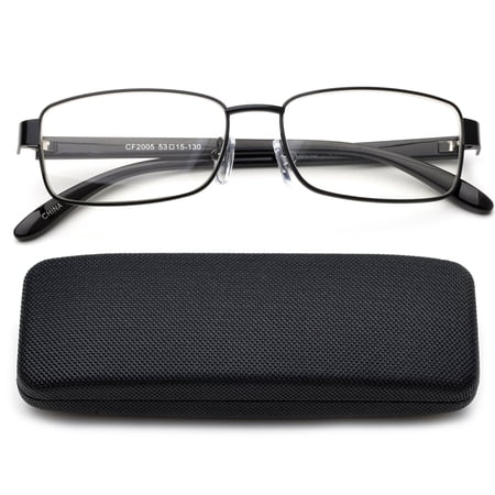 Newbee Fashion-High Quality Classic Full Frame Rectangular Reading Glasses Metal Frame for Men Women Reading Glasses with Case