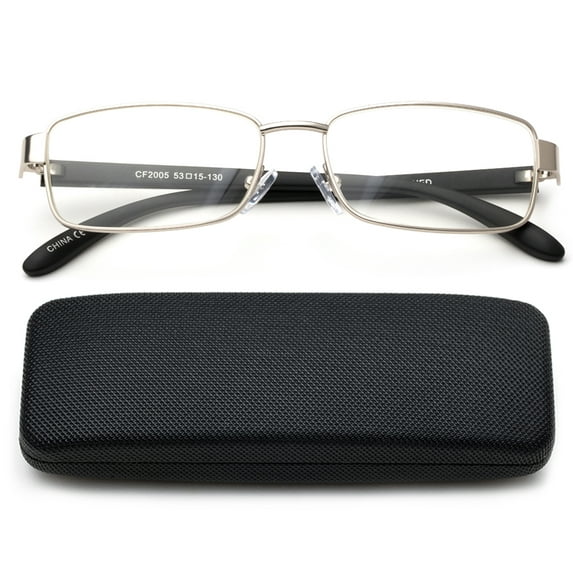 Newbee Fashion-High Quality Classic Full Frame Rectangular Reading Glasses Metal Frame for Men Women Reading Glasses with Case